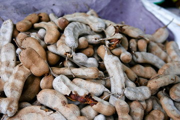 A bunch of fresh Philippine tamarind fruit at marketplace