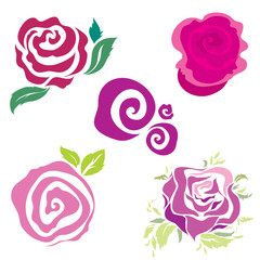 Set of rose design elements