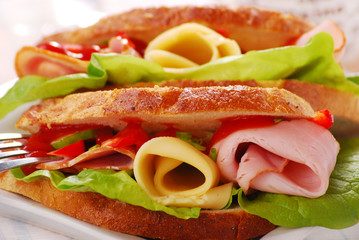 sandwich with ham and cheese