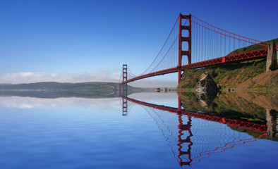 Golden Gate Bridge and reflection