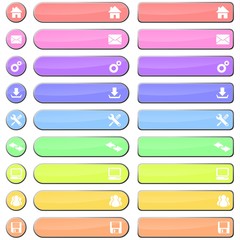 Pastel Web Buttons - Blank with Icons