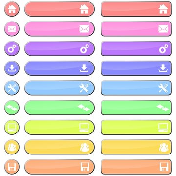 Pastel Web Buttons - Blank with Icons
