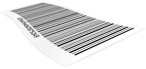 barcode sticker isolated on a white background with shadow