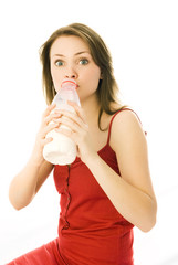 girl with a bottle of milk