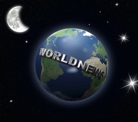world-news globe and the moon- digital artwork