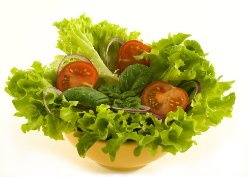 healthy fresh salad on white background