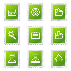 Data web icons, green stamp series