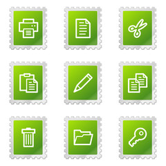 Document web icons, green stamp series