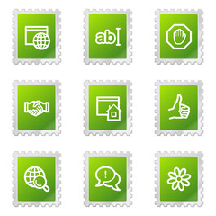 Internet communication web icons, green stamp series