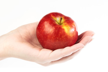 Red apple on hand