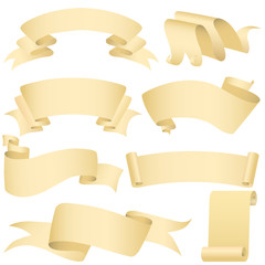 Grunge banners and scroll set (vector, CMYK)