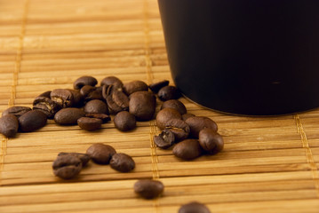 grains and a cup of coffee