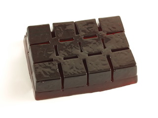 Jelly red cubes on white background.