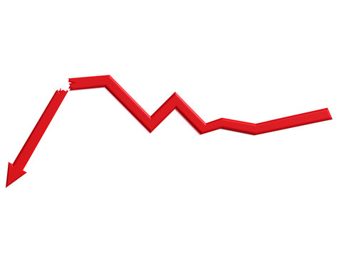 Red broken 3D arrow