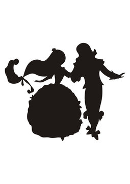 Dancing Prince and Princess - Silhouette Vector