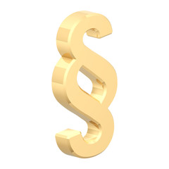 Gold Paragraph sign isolated on white.