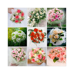 Collage with wedding bouquets
