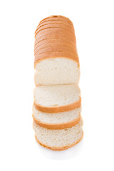 Sliced loaf of bread isolated on white background.