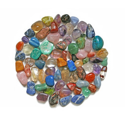 Circle of tumbled crystal stones
