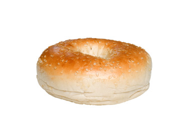 Isolated sesame seed bagel close up