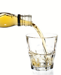 Irish whiskey pouring, clipping path