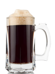 Massive glass mug of beer, isolated