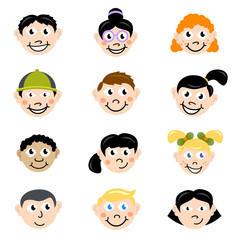 cartoon children face vector