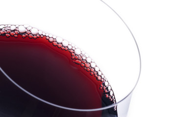 Red Wine Bubbles Closeup