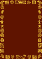 brown background with golden mexikan symbols