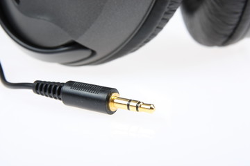 mini jack with stereo phone isolated on white