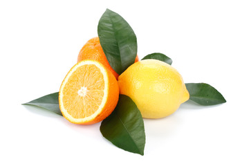 Fruits with green leaves