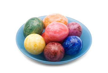 easter eggs on white background