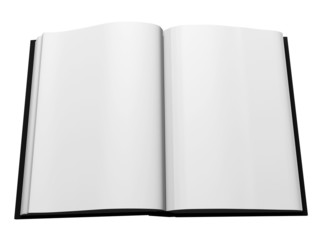3d opened book with empty pages