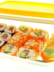 school and work lunch box, homemade sushi