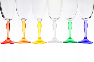 isolated group of colour glasses