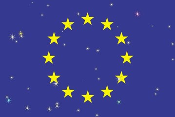 drapeau européen et étoiles
