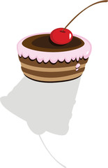 The cake with a cherry