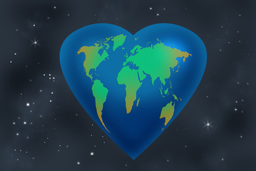 world map heart shaped