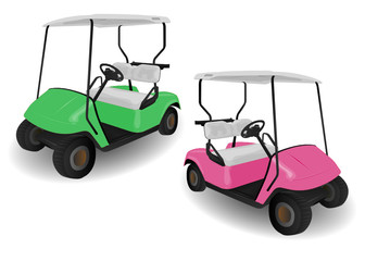 Two Golf Cart Buggies Illustrations on White