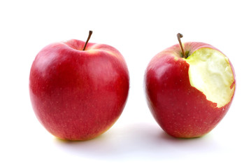 Whole and bitten apples