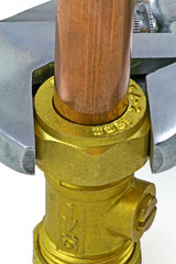 close up wrench on service valve