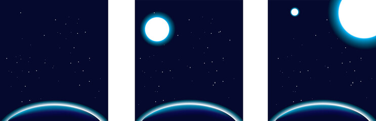 Obraz na płótnie Canvas Space, set of 3 global planet backgrounds with stars