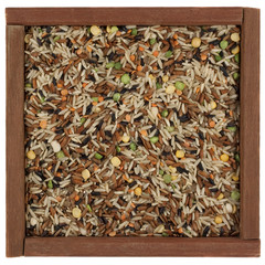 pilaf mix in a wooden box