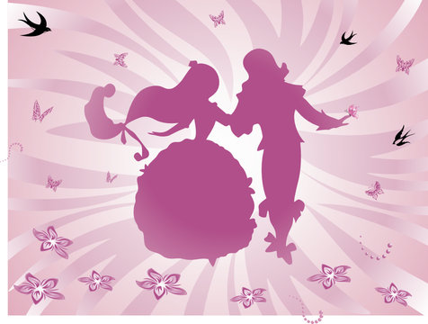 Dancing Prince and Princess - Abstract Background Pink