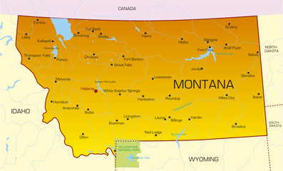 Vector color map of Montana state. Usa