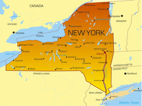 Vector Color Map Of New York State. Usa