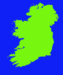 Green outline map of Ireland