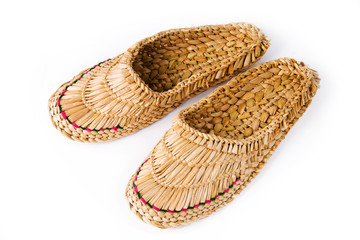 Russian bast shoes isolated on a white background