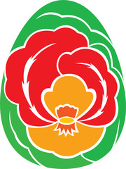 A decorative floral in an egg shape.