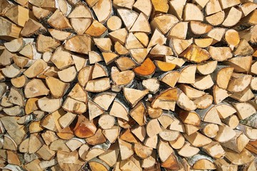 Chopped up firewood close-up